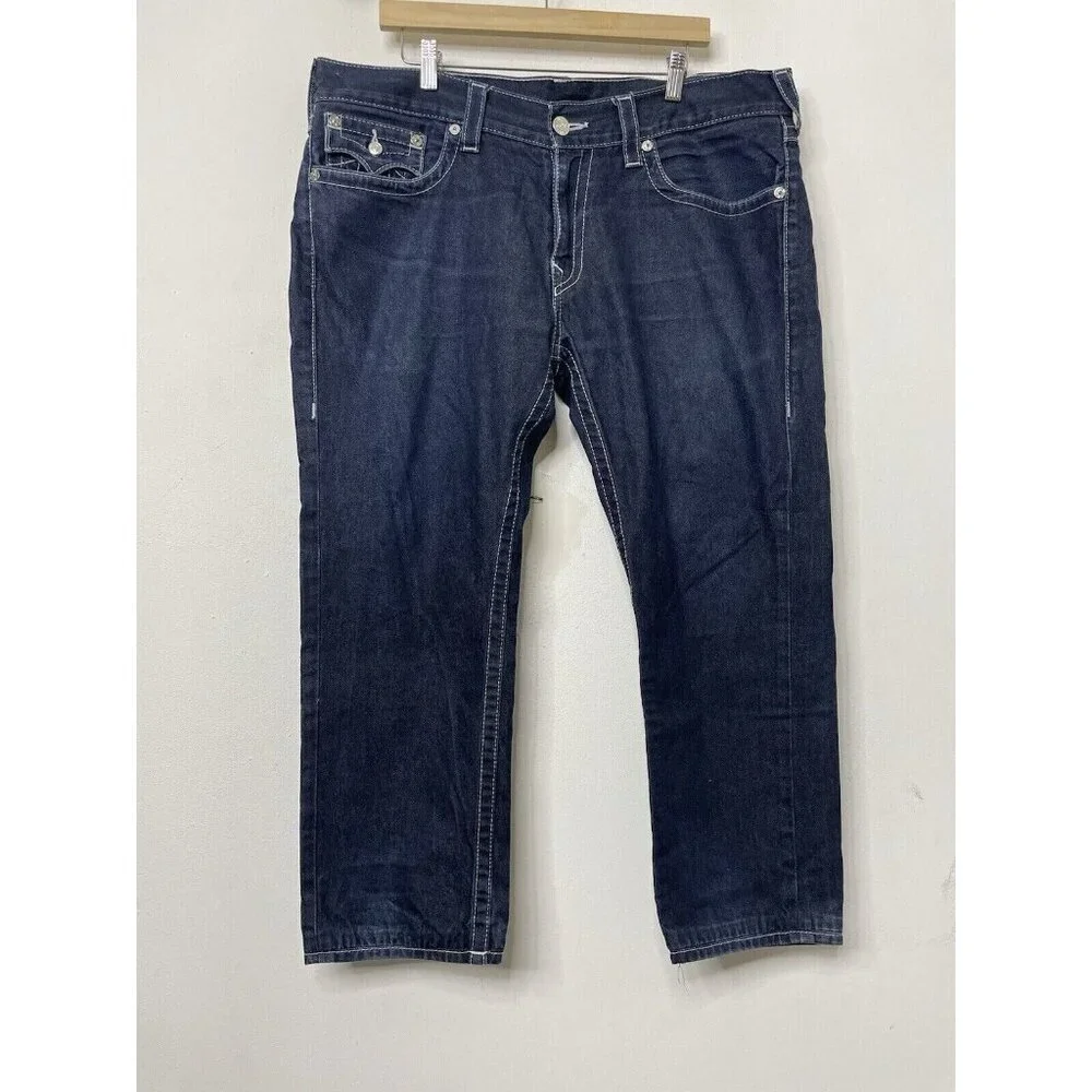 True Religion World Tour Skinny Mens 38x26 Dark Blue Denim Jeans Skinny‎